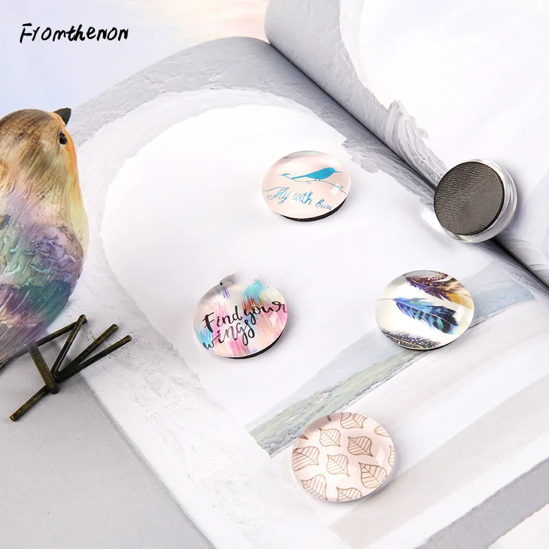 С рисунком птицы серии стекло Magent шпильки Канцелярская кнопка для Магнит белая