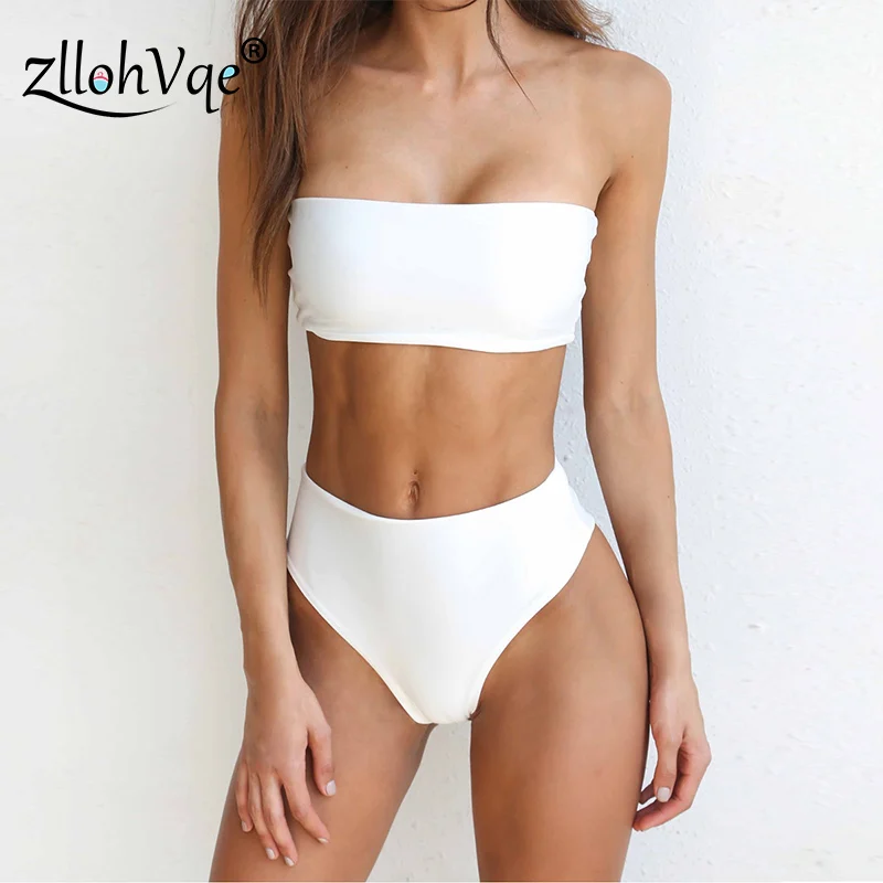 Zllohvqe сексуальное бикини пуш-ап белый купальник без бретелек со средней талией