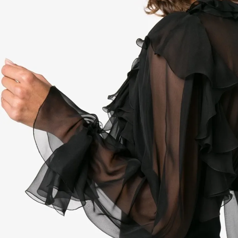 Женская блузка с рюшами TWOTWINSTYLE Весенняя длинным рукавом и оборками 2019|Блузки| |