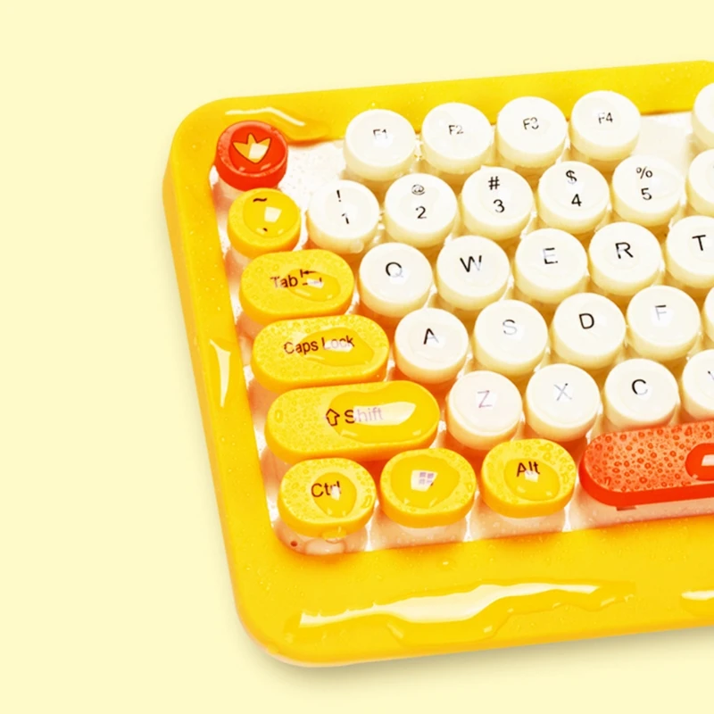 

Cute Cartoon Fashion Retro Round Keycap Wireless Keyboard Mouse USB Receiver Set