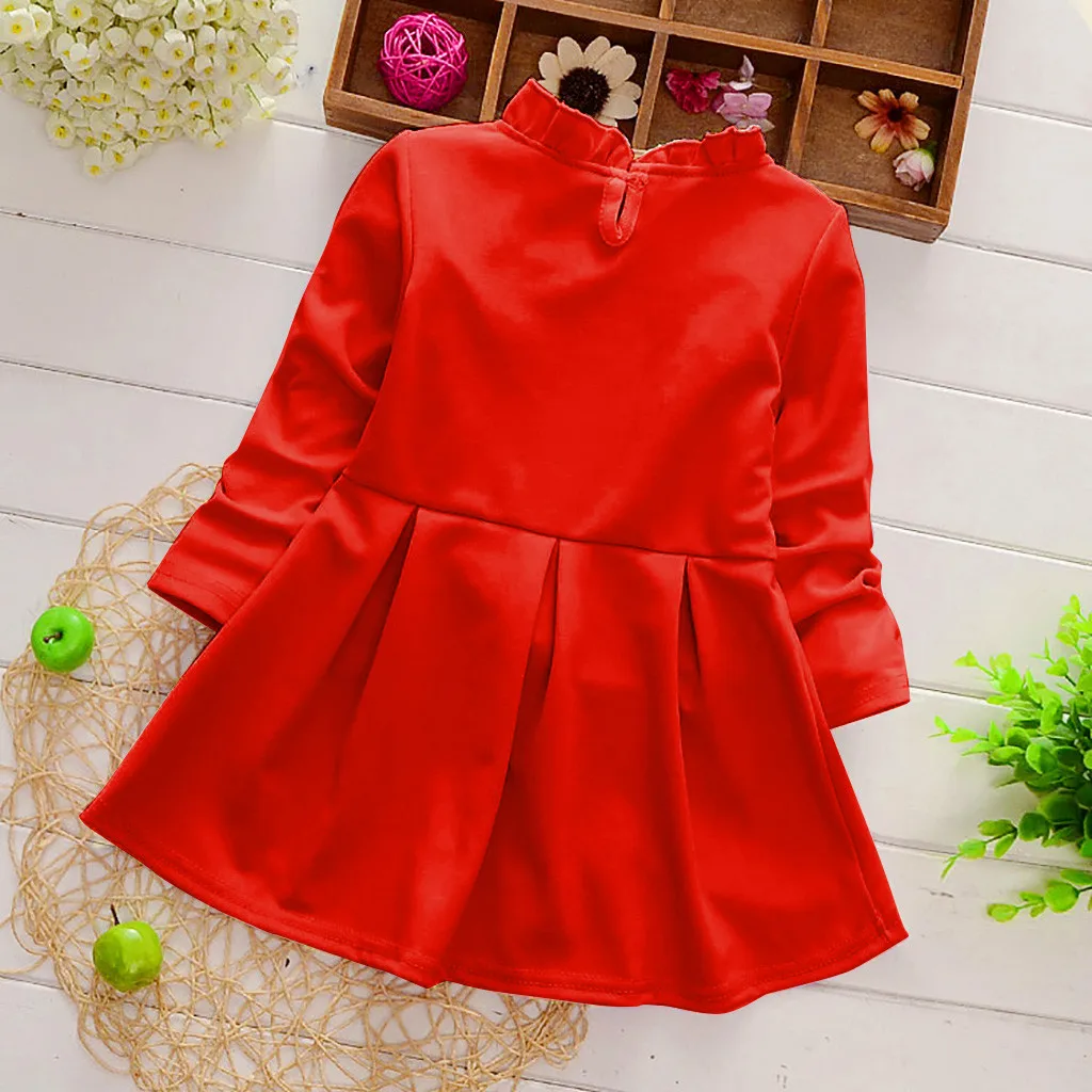 Однотонное платье принцессы с длинными рукавами для девочек маленькие и средние