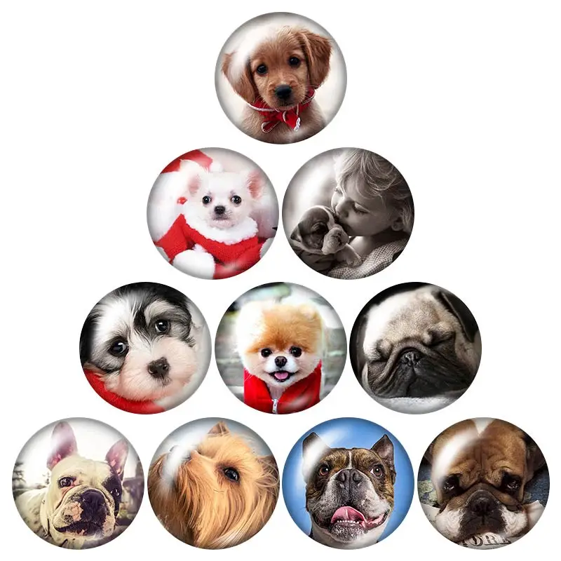 Платье с милой собачкой любимого питомца 18 мм кнопки 10 шт. круглые фото кабошоны