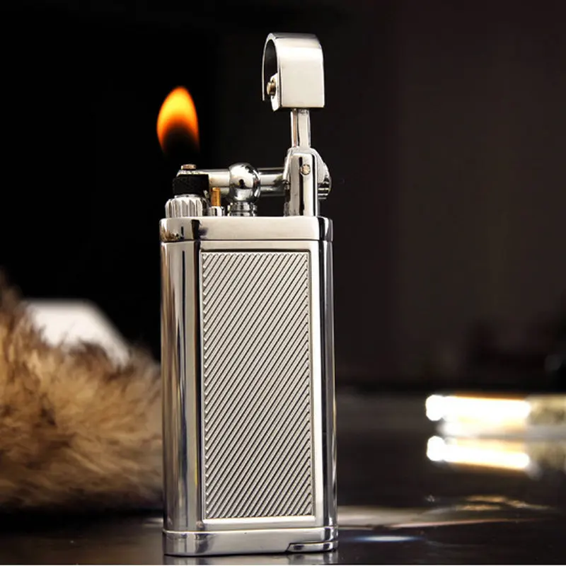 Genuine Oblique SPUNK Cigarette Pipe Gas Lighter With Tobacco Pipe Tamper Personality Retro Metal Rocker Arm Lighter Easy Ignite enlarge