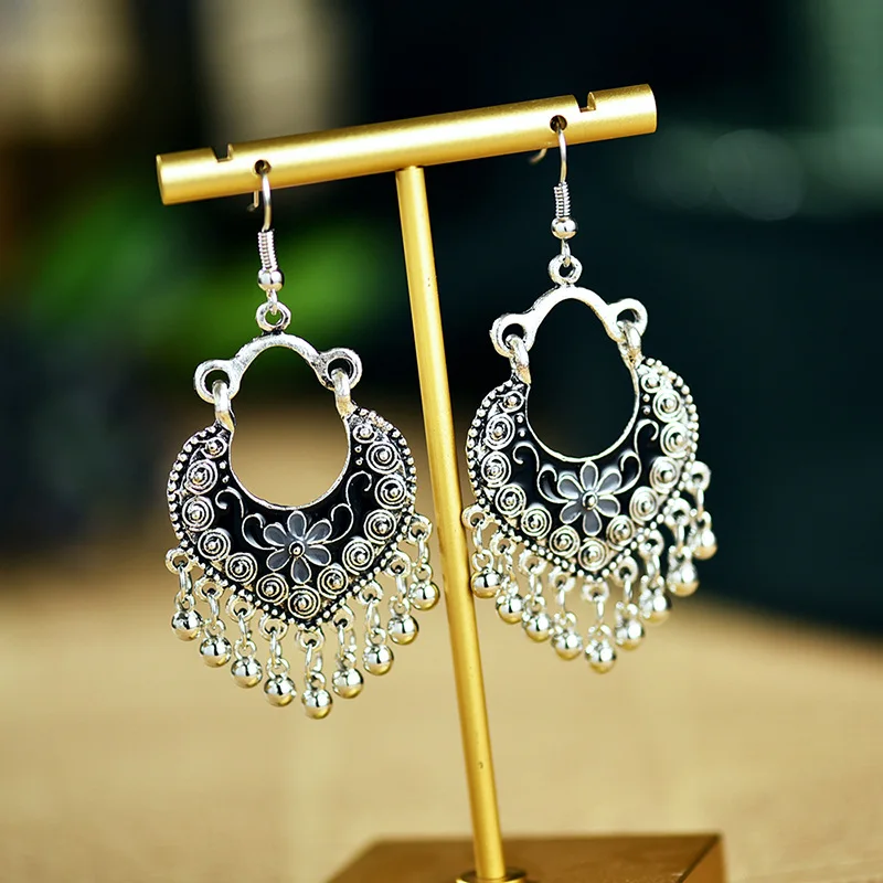 Женские Ювелирные изделия в этническом стиле маленькие бусины цветок 7 см серьги