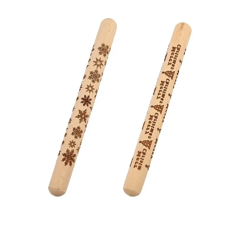 Скалка для теста гладкая эргономичная Деревянная Рождественская с прозрачным и