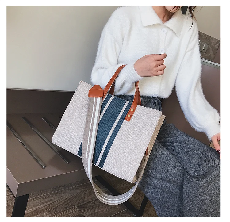 ETAILL Новая женская Холщовая Сумка-тоут Модная японская тканевая многоразовая