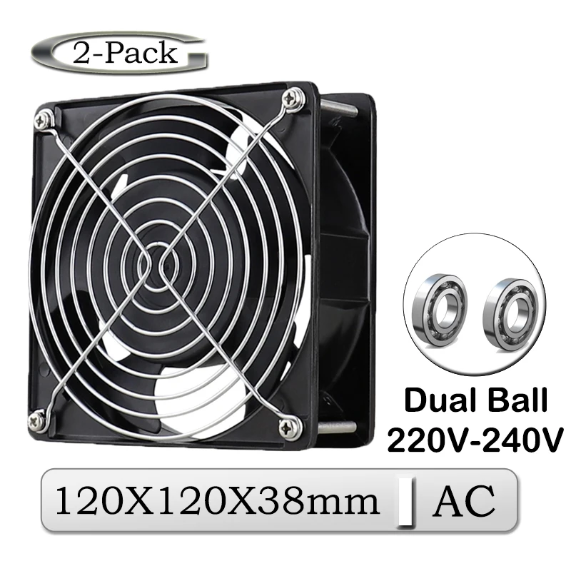 Вентилятор переменного тока 220 в 240 в 120 мм 120 мм x 38 мм, 2 шт.