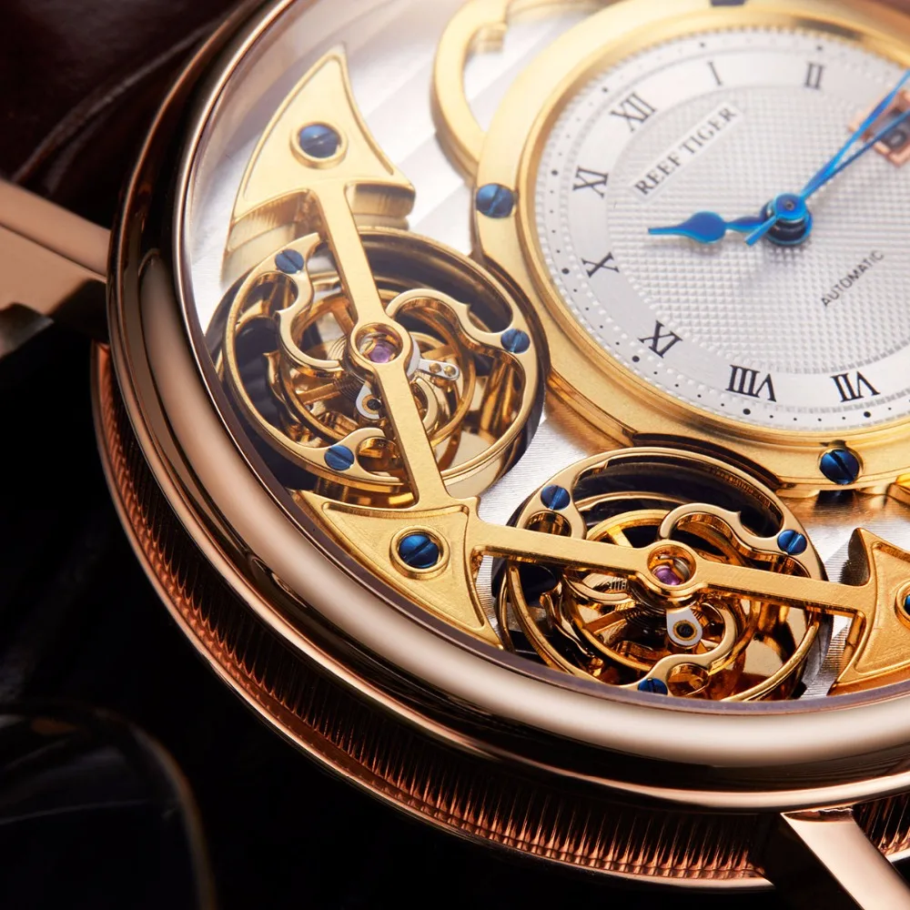 Риф Тигр/RT мужские модные повседневные наручные часы с кожаным ремешком