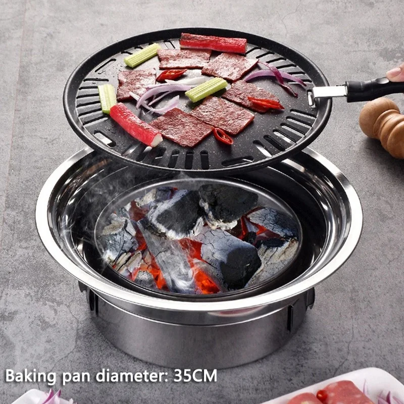 

Stainless Steel Charcoal Barbecue Grill Non-Stick Barbecue Grills Portable Bbq Grill Round Carbon Barbecue Stove