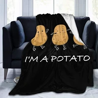 soft flannel fleece blanket im a potato funny potato gift cute meme stylish bedroom living room sofa warm blanket for adult
