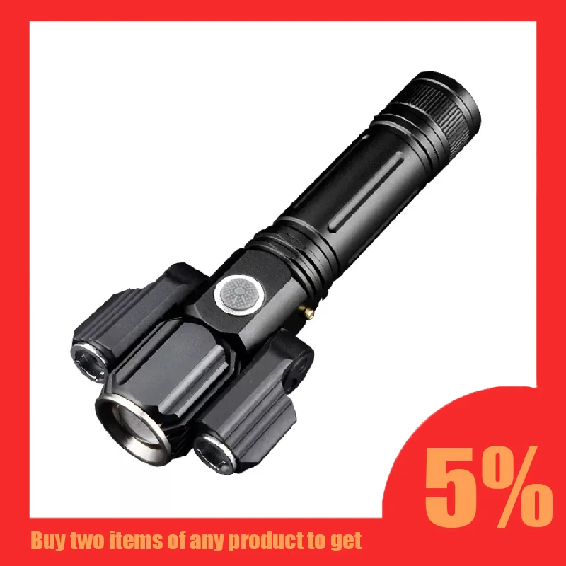 

Smiling Shark LED Strong Light Flashlight T6 Aluminum Flashlight Three Head Night Ride Flashlight Outdoor Lighting