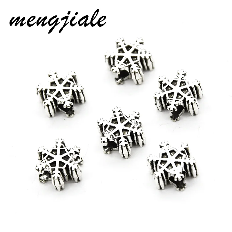 

Бусины-разделители серебряные, в форме снежинки, 14 х13 мм, 10 шт.