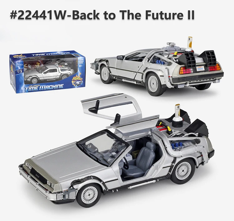 Back to the future 2 Резиновые литья под давлением 1:24 масштабная модель автомобиля игрушка Delorean для кино Back to The Future часть 1/2/3 DMC-12 металлический сплав игрушечный автомобиль для детей подарок - Цвет: Back to the future 2