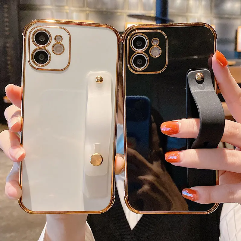 Чехол для телефона с гальваническим покрытием и ремешком на запястье iPhone 12 11 Pro Max