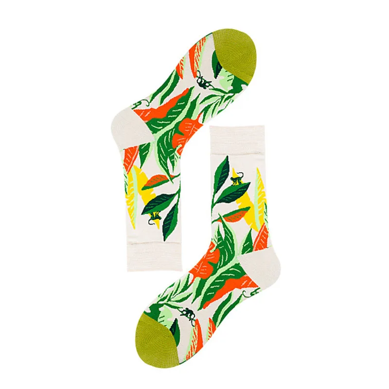 

Flower Pattern Women Socks Cotton Breathable Mid Tube Socks Casual Style 1Pair Cartoon Funny Female Girls Long Socks