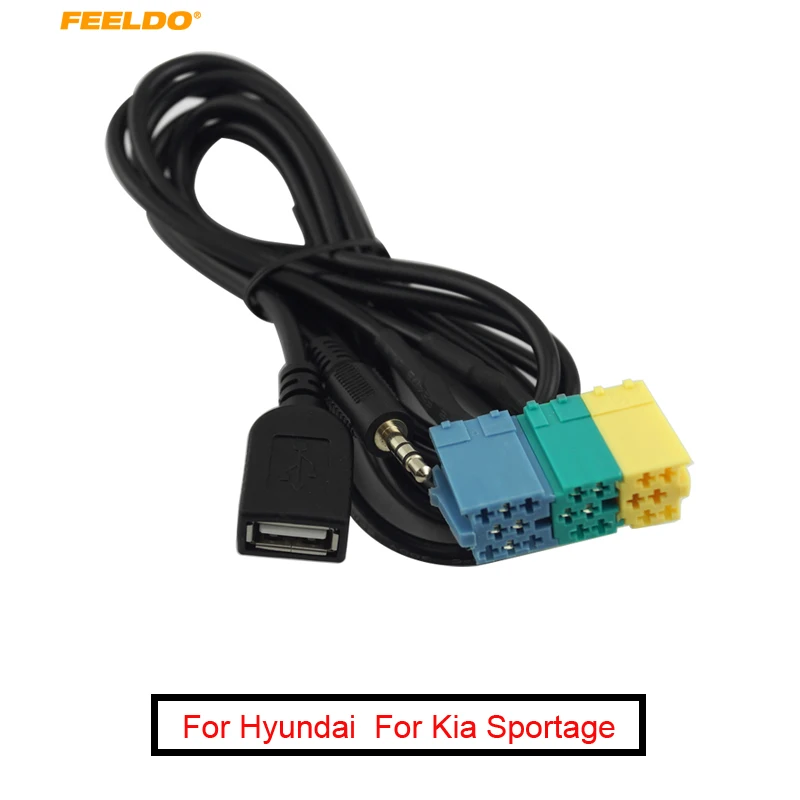 Аудиоадаптер FEELDO 10 шт. 2 в 1 3 5 мм + USB-разъем кабель для Kia Aux CD-плеер MP3 Hyundai Sportage # FD3072 |