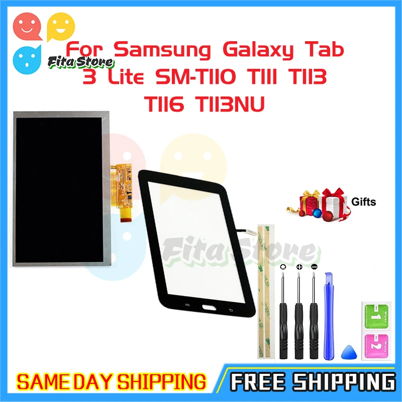 Панель дигитайзера сенсорного экрана + ЖК-дисплей для Samsung Galaxy Tab 3 Lite SM-T110 T111 T113 T116