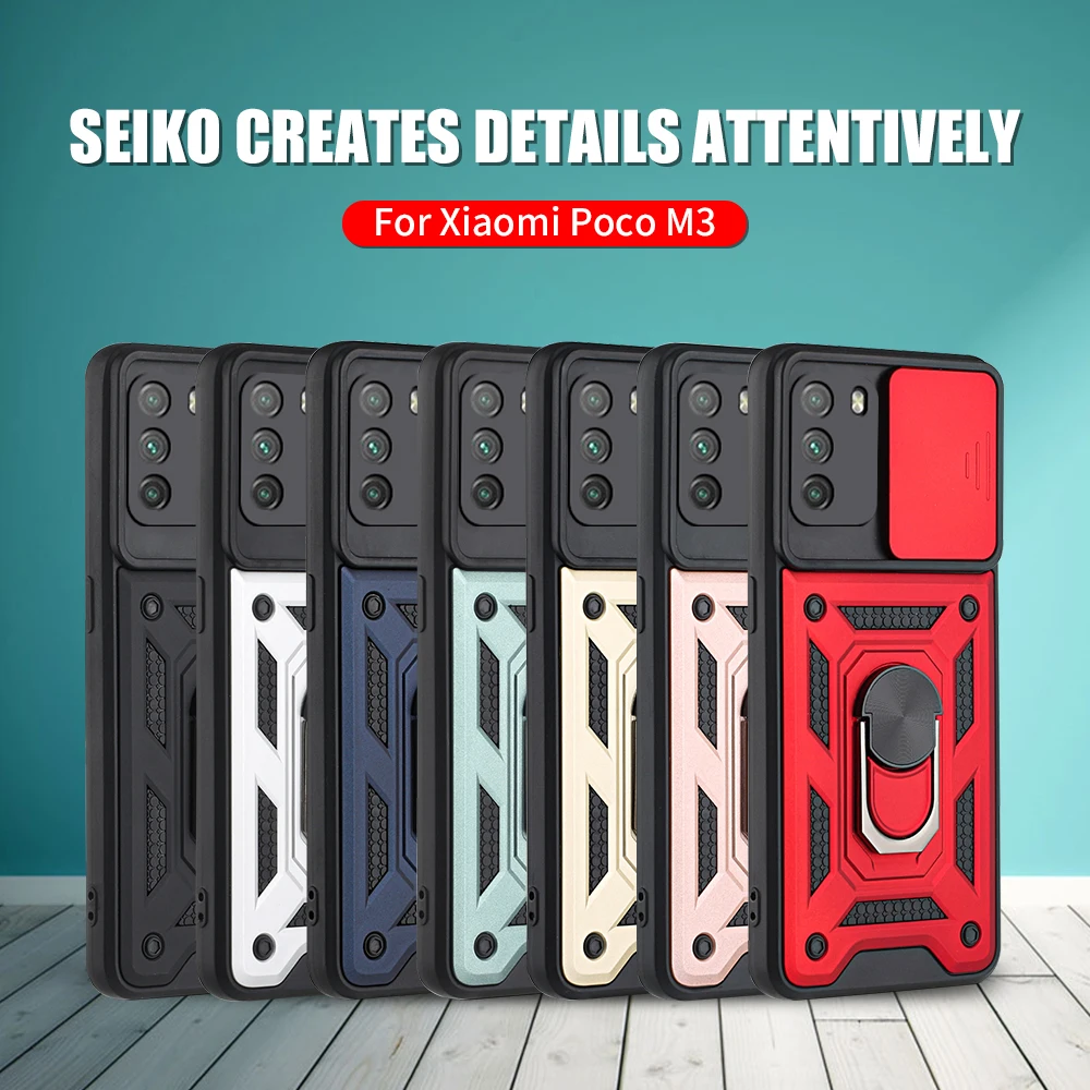 for poco m3 case camera protection armor phone cover for poco m 3 m3 pro pocophone m3pro pocom3 magnetic holder ring cover coque free global shipping