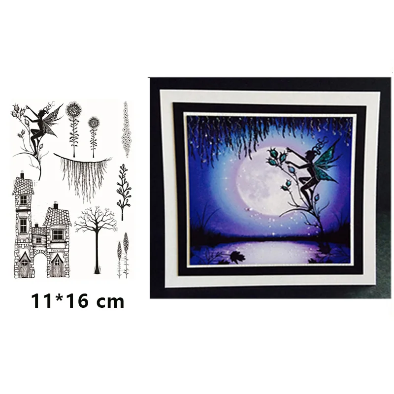 

Fairy and House Clear Stamps for DIY Scrapbooking Crafts Stencil Card Making Photo Album Sheet New Rubber Stamp Decoration