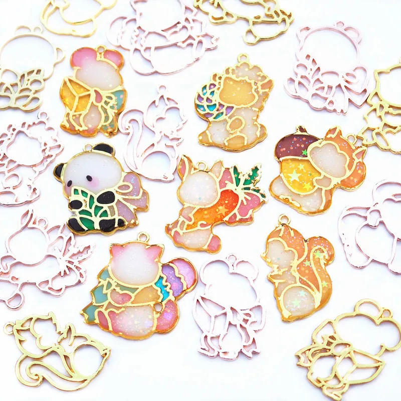 5 шт./лот подвеска в металлической оправе с изображением кролика кошки белки