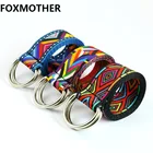 Ремень FOXMOTHER женскиймужской, винтажный брезентовый пояс с леопардовым и радужным принтом, с двойным кольцом