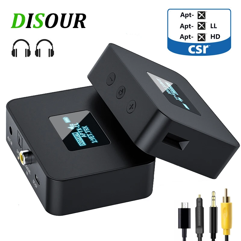 DISOUR CSR 5 0 Bluetooth аудио передатчик APTX HD/LL SPDIF коаксиальный 3 мм AUX OLED Дисплей для ТВ