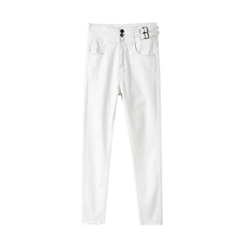 

Dress High Waist Tight Show Thin Leg Pants 2021 Spring New Korean Fashion Women's White Jeans