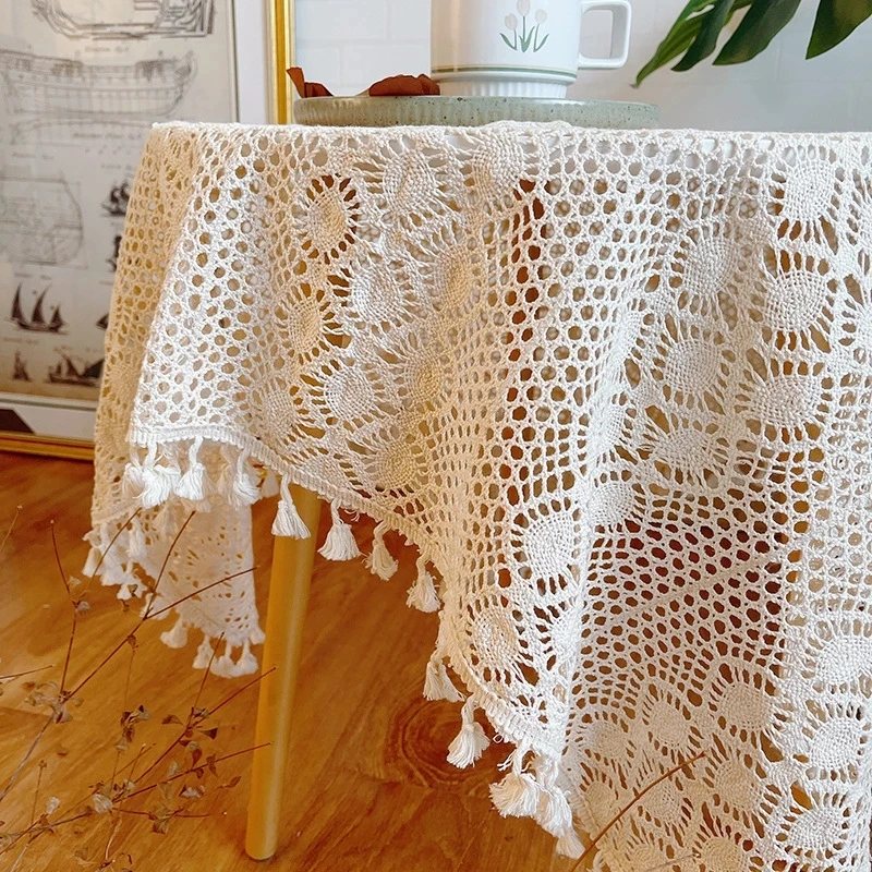 Cotton Lace Table Cloth Handmade Crocheted Tablecloth Rectangle Dining Cover for Obrus Tafelkleed mantel mesa nappe | Дом и сад