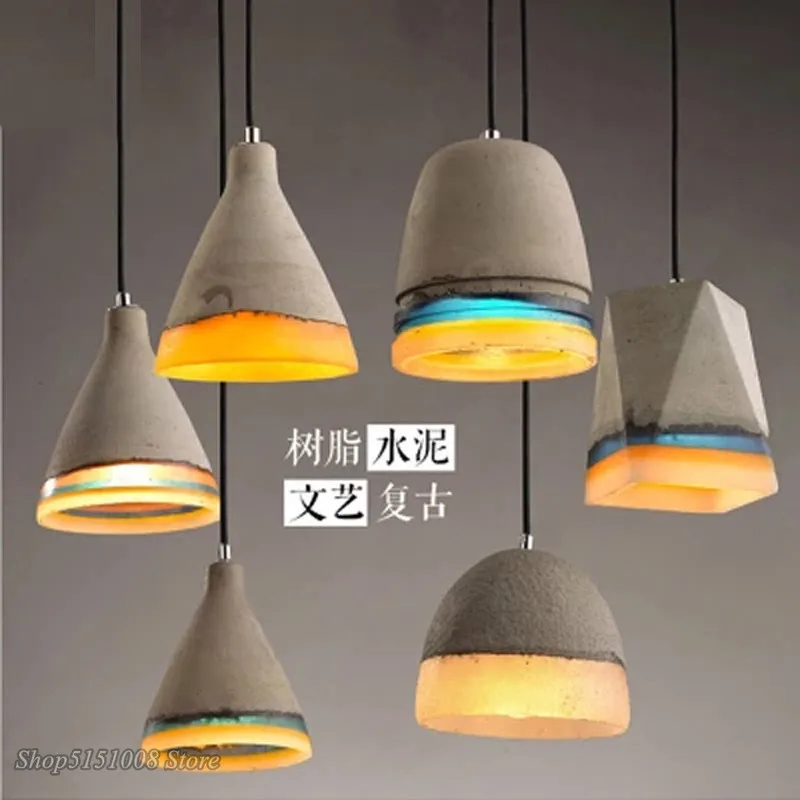

Vintage Cement Resin Pendant Lights Industrial Decor Led Hanging Lamps Retro Hanglamps for Kitchen Home Light Fixtures Luminaria