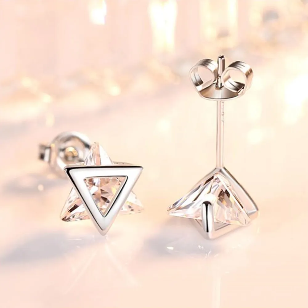 Женские серьги гвоздики из серебра 925 пробы с цирконом|Серьги-гвоздики| |