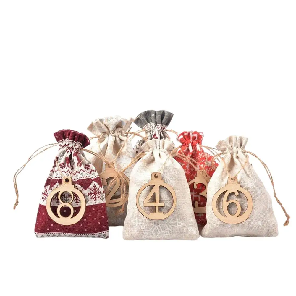 

Christmas Jute Burlap Bags 24-Day Countdown Advent Calendar Gift Bags 2021 DIY Advent Bags 2021 Reusable Fillable Drawstring Sma