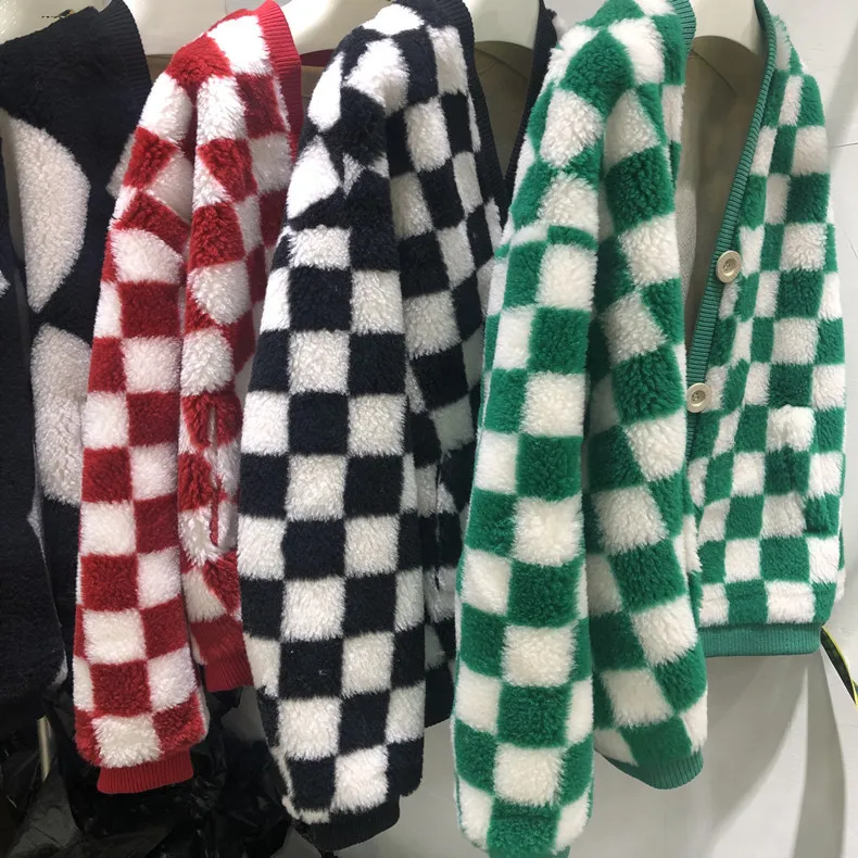 

Зимнее модное дизайнерское женское клетчатое меховое пальто высокого качества из 100% шерсти C992