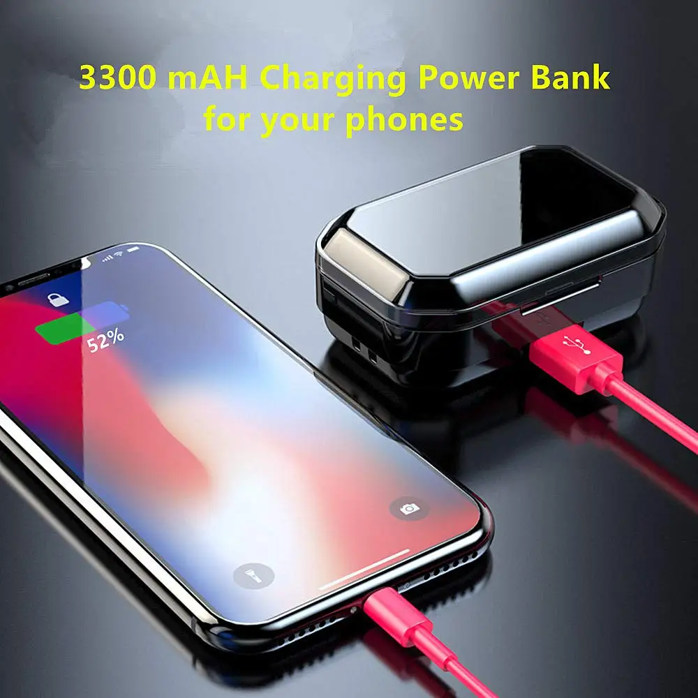 G02 наушники вкладыши TWS с 5 0 Bluetooth 9D стерео IPX7 Водонепроницаемый Беспроводной