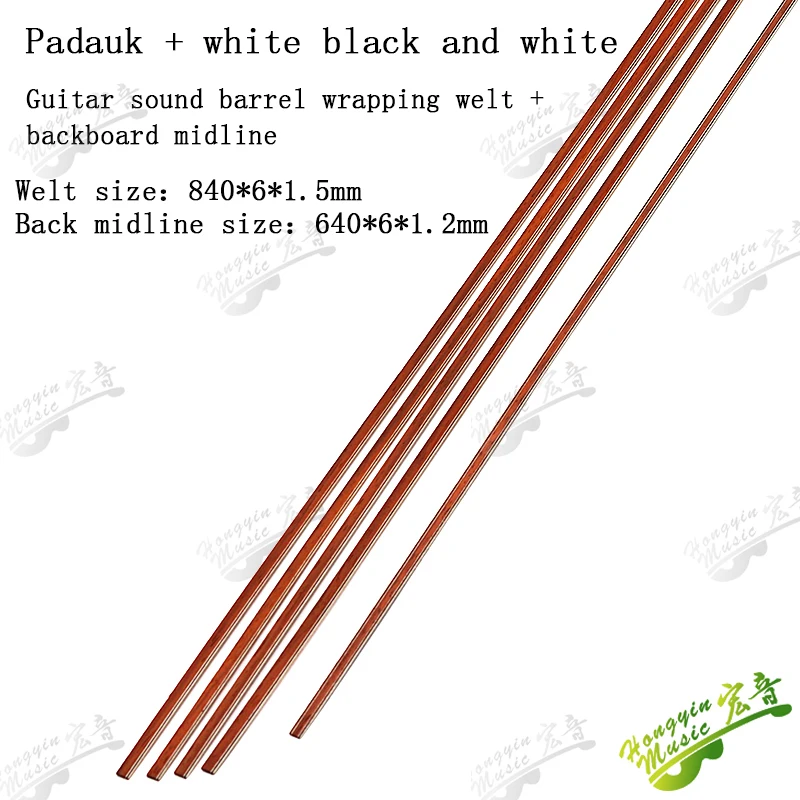 Фото Обвязка для гитары padauk + WH + BK + WH, 20 шт., инкрустация корпуса, полоса для очистки гитары, бас-гитары, дерево аксессуары для гавайской гитары №3
