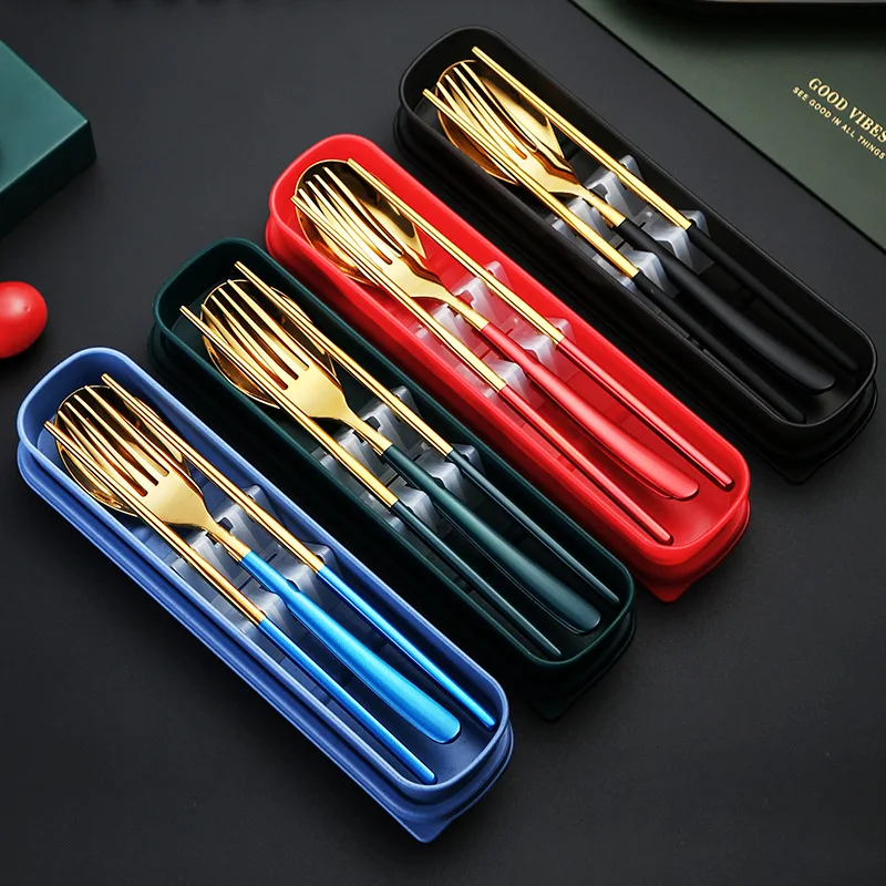 

Dinner Set Cutlery Stainless Steel Tableware Knife Fork Spoon Dinnerware Set with Box Western Dinner Tools Gift Set
