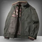 Мужская куртка-бомбер в стиле милитари, осенне-зимняя повседневная куртка-бомбер на молнии, с воротником-стойкой, винтажная джинсовая куртка из 2021 хлопка, 100%