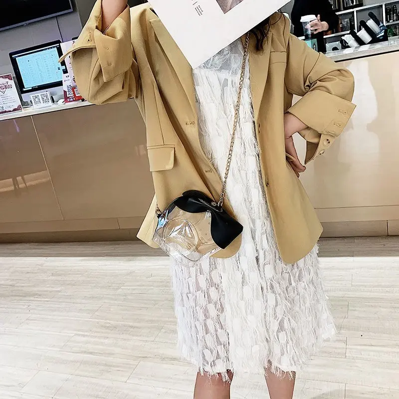 

Transparent Women's Bag 2021 Trend Cartoon Cute Crossbody Bags Fashion Leather Chain Coin Purse Casual Clear Small Bag Ladies