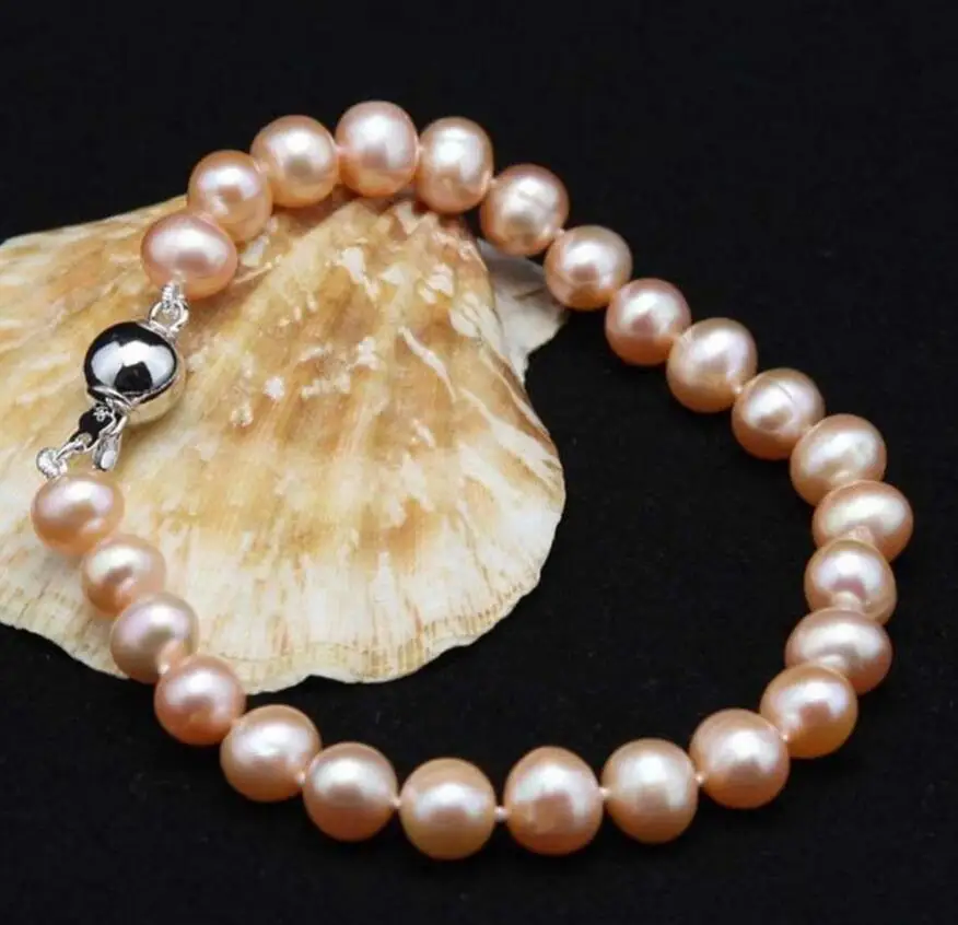 

Natural 8-9mm Pink Akoya Cultured Pearl Bracelet 7.5"