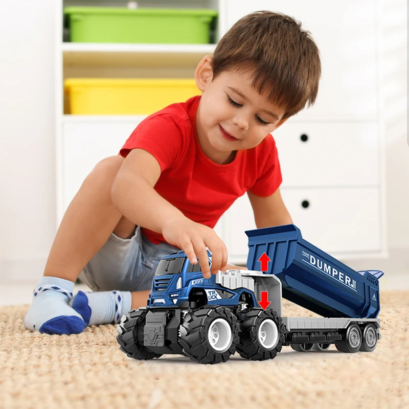 Figuras de acci&oacute;n de coche de transporte de Tractor de aleaci&oacute;n para ni&ntilde;os, juguetes educativos de aprendizaje temprano para ni&ntilde;os, regalo de cumplea&ntilde;os y Navidad-0