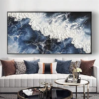 hand painted oil painting modern salon canvas wall art abstract home decoration artwork thick oil texture sea waves painting art