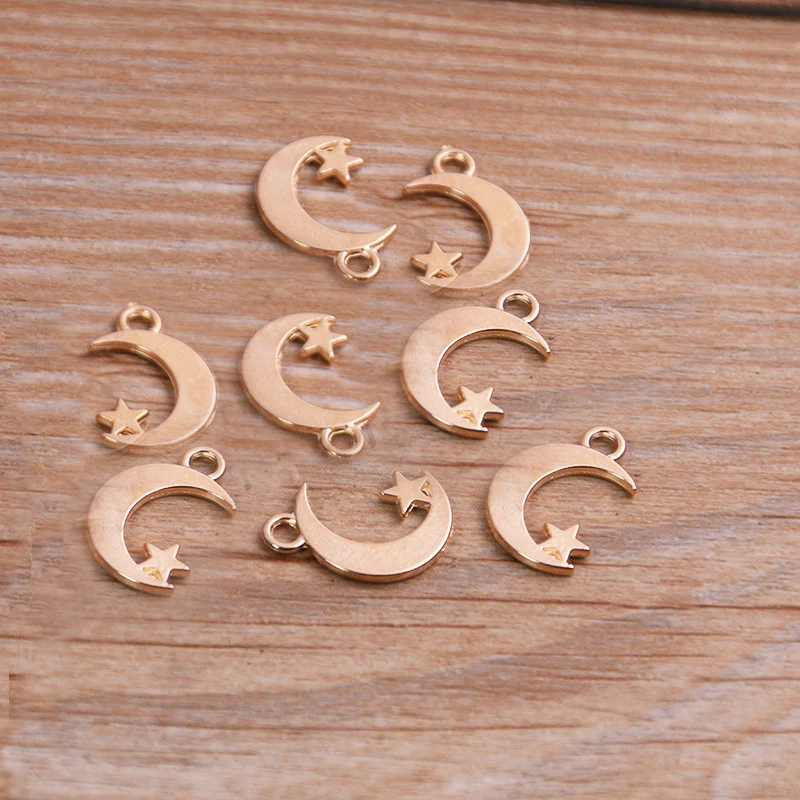

40pcs/lot 11x17mm Moon Crescent Star Craft Charms DIY Necklace Earring Bracelet Charms Jewelry Findingsings Accessories
