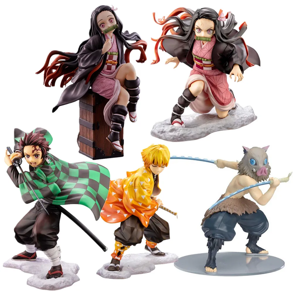 2020 Anime Figurine Demon Slayer Kimetsu no Yaiba Kamado Tanjirou Hashibira Inosuke Nezuko PVC Figure Collection Toys | Тематическая