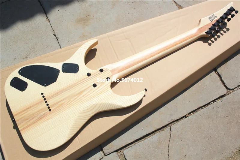 

Custom version of 7 string electric guitar transparent white paint maple fingerboard black accessories fixed bridge can be custo