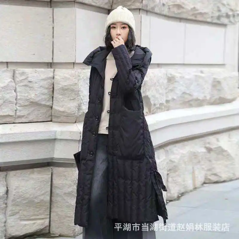 Новинка 2019 стильная женская Свободная художественная длинная пуховая куртка