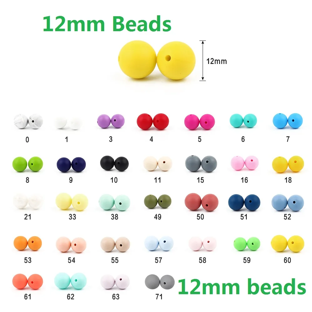 BOBO.BOX 12mm 500pcs/lot Loose Beads Food Grade Silicone Teether Round Beads DIY Chewable Baby Teething Beads Wholesale BPA Free