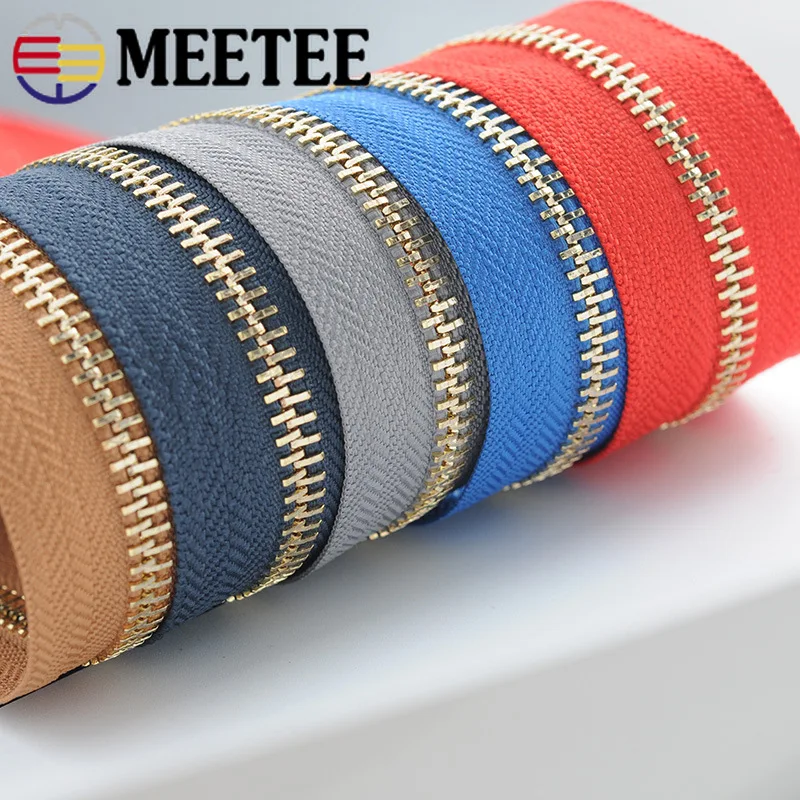 Meetee New 5# Metal Zippers for Sewing DIY Backpack Zip Repair Sport Coat Clothes Open end Zipper Garment Accessories|Молнии| |