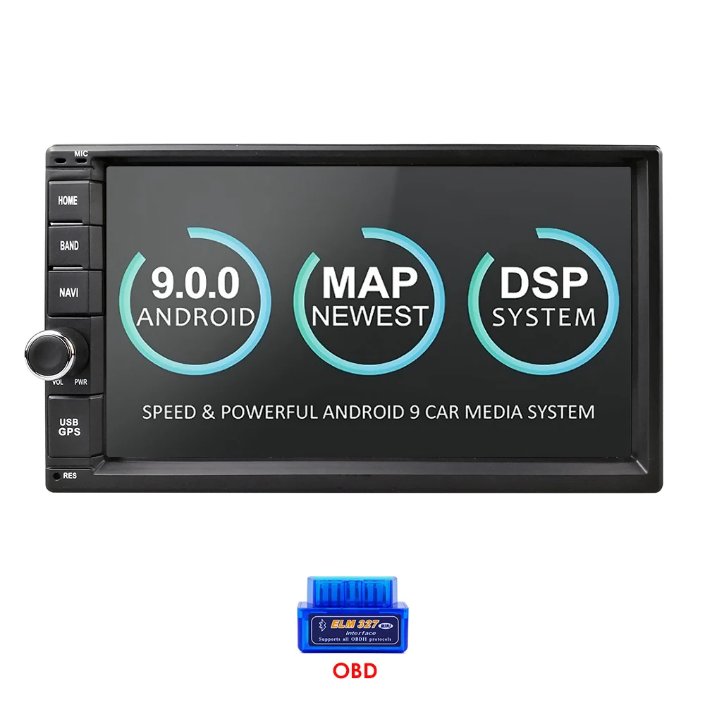 OBD2 2G ram Android 9,0 авто радио четырехъядерный 7 дюймов 2DIN универсальный автомобильный без dvd-плеера gps стерео аудио головное устройство поддержка DAB DVR OBD BT - Цвет: OBD2