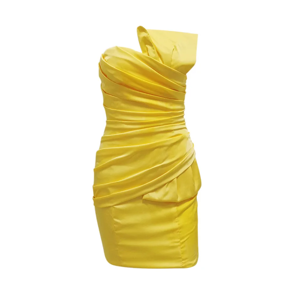 

Strapless bowknot stretch with short dress dress sexy pure color party club