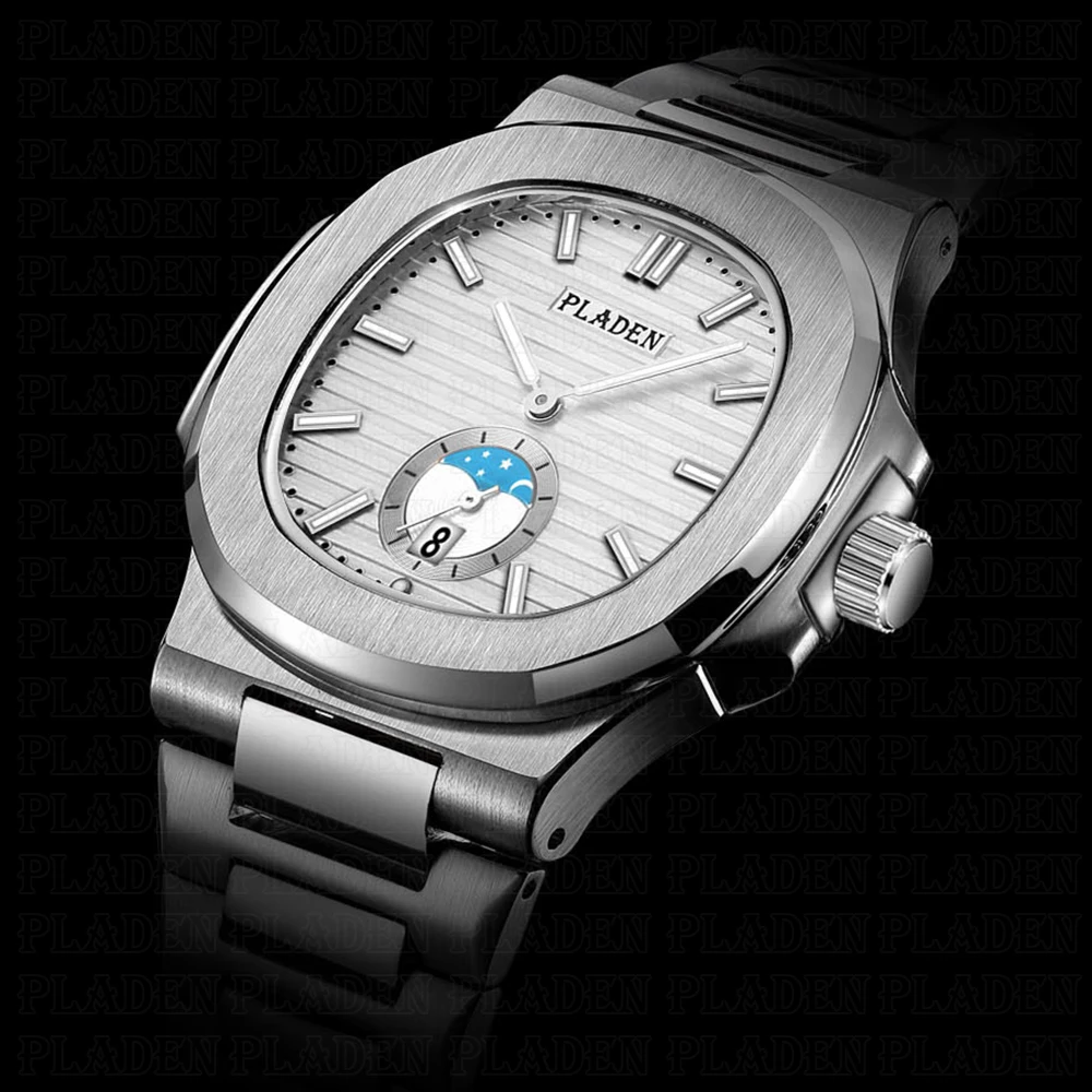 

PLADEN Classic High Quality Brand Watch Top Carnival Military Sports Wristwatch Moon Phase Shockproof Stainless Steel Clocks