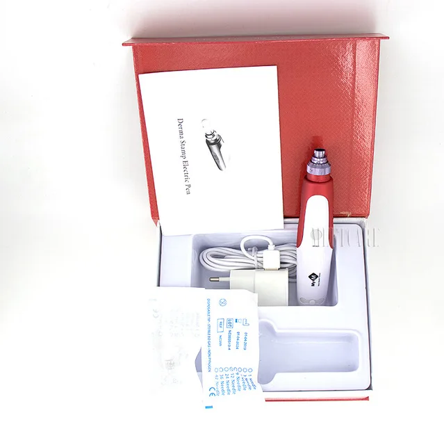 pen with box Авто микроиглы ручка байонет микроиглы прокатки машина для электрической микро иглы ролик татуировки штамп терапия нано советы - Цвет: pen with box